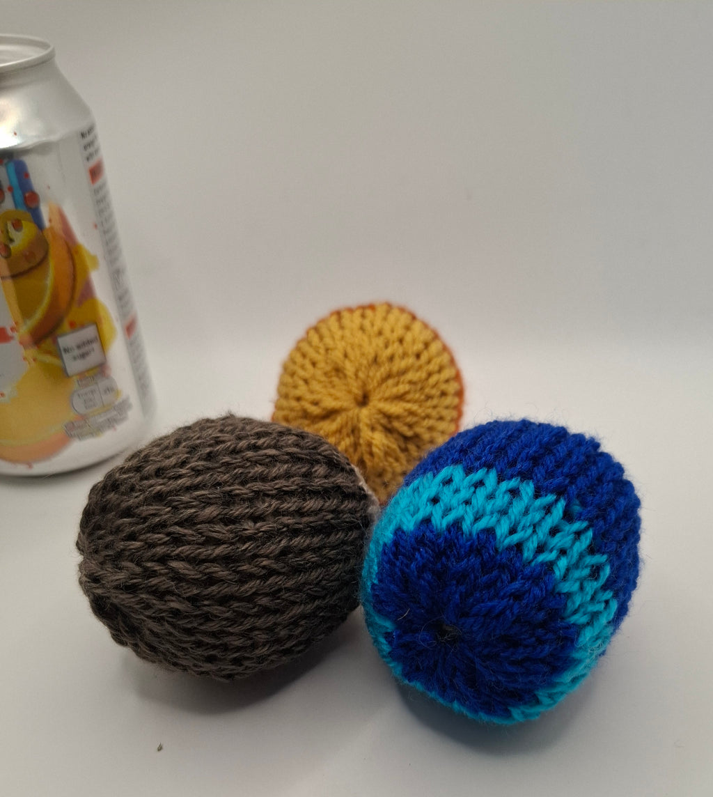 Knitted catnip ball