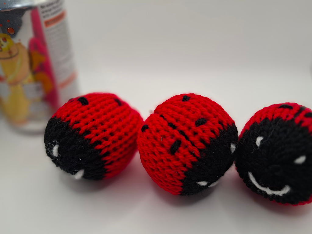 Knitted ladybird catnip toy