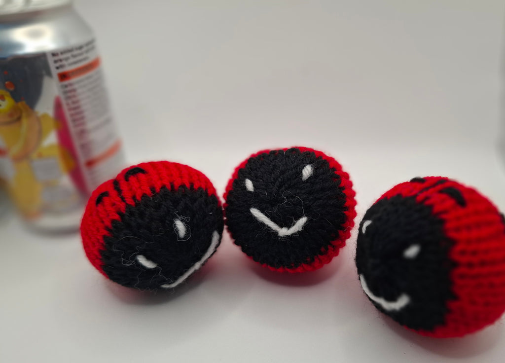 Knitted ladybird catnip toy