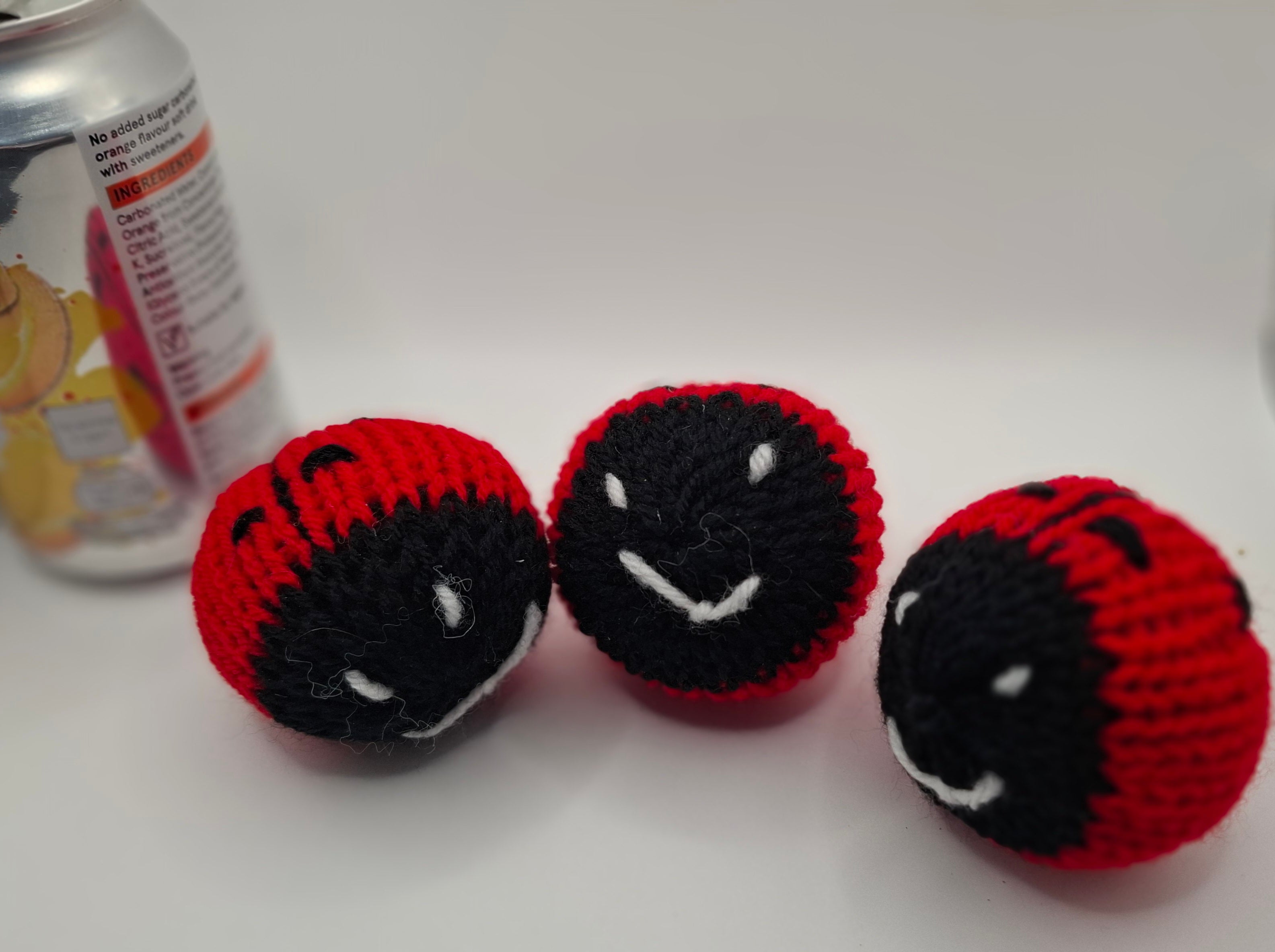 Knitted ladybird catnip toy